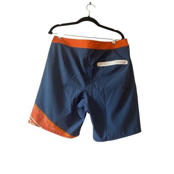 Lula Roe Mens Swim Trucks NWOT Blue & Orange Print Size Large Beach Wear - Picture 2 of 7